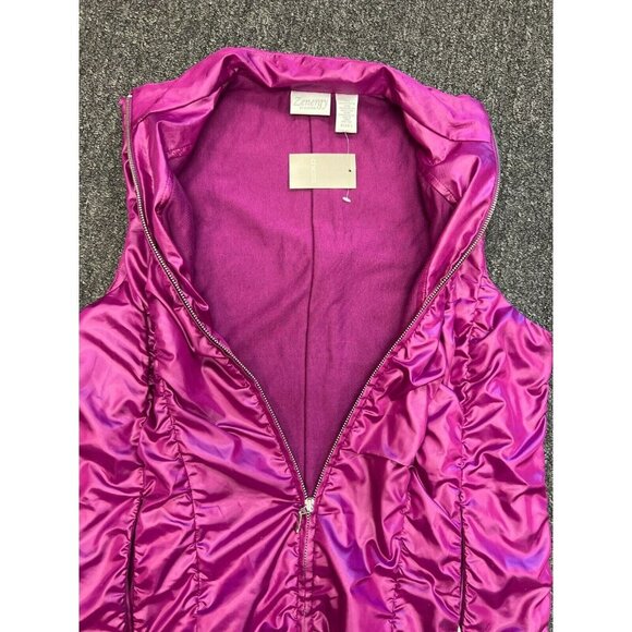 NWT Zenergy By Chicos Womens Pink Shimmer Romana Ruched Zip Puffer Vest Size - Picture 4 of 16